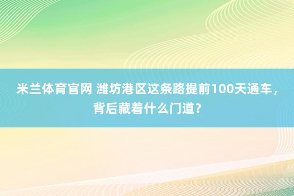 米兰体育官网 潍坊港区这条路提前100天通车，背后藏着什么门道？