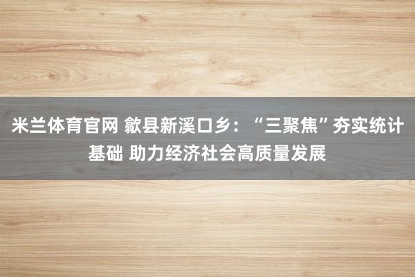 米兰体育官网 歙县新溪口乡:“三聚焦”夯实统计基础 助力经济社会高质量发展