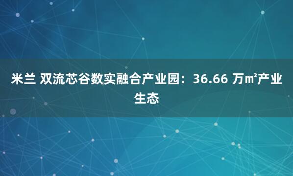 米兰 双流芯谷数实融合产业园：36.66 万㎡产业生态