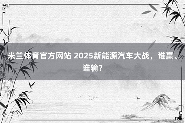 米兰体育官方网站 2025新能源汽车大战，谁赢、谁输？