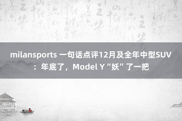 milansports 一句话点评12月及全年中型SUV：年底了，Model Y“妖”了一把