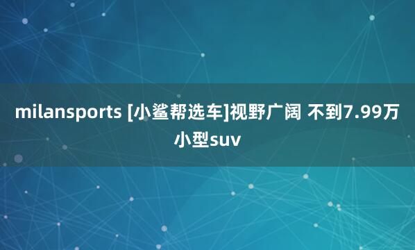 milansports [小鲨帮选车]视野广阔 不到7.99万小型suv