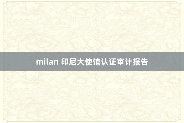 milan 印尼大使馆认证审计报告